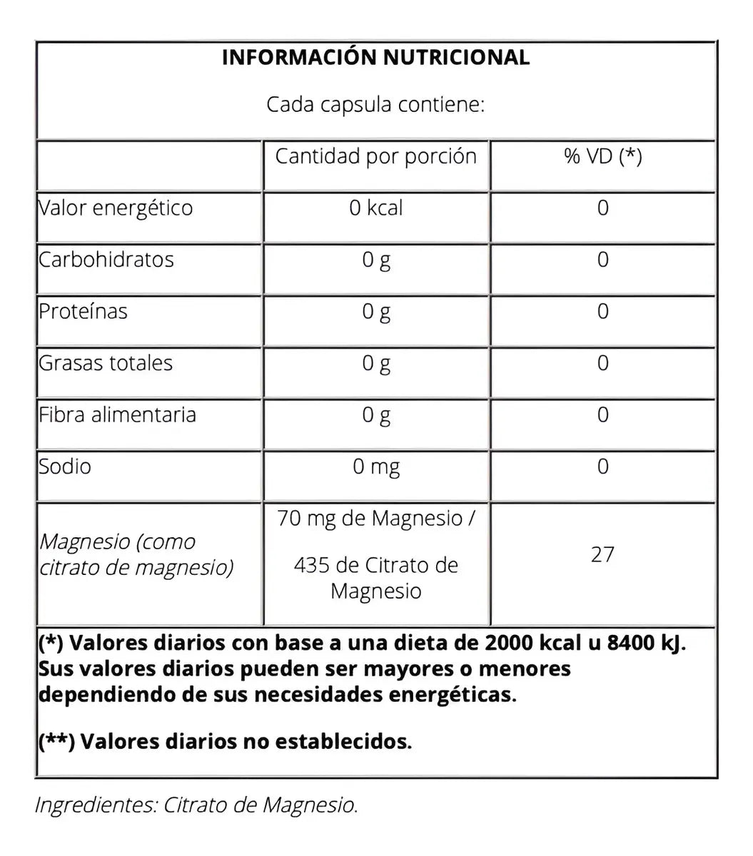 Citrato de Magnesio Natier x 50 Caps Descanso y Sistema Nervioso.