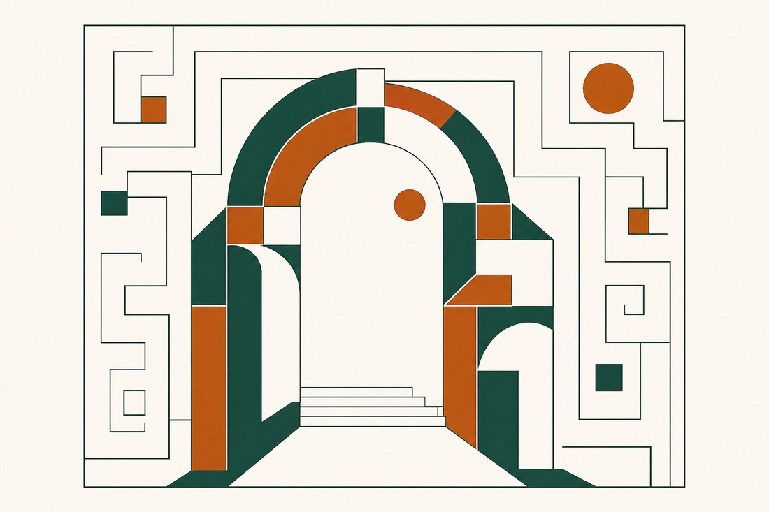 Ilustracion de formas geometricas formando un arco