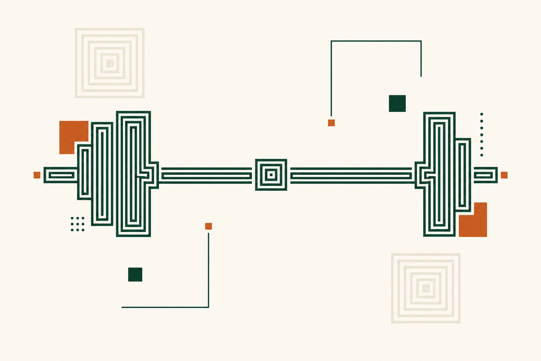 Ilustracion abstracta de una barra de pesas hecha con lineas