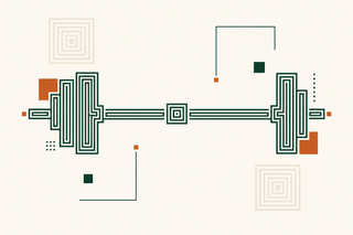 Ilustracion abstracta de una barra de pesas hecha con lineas